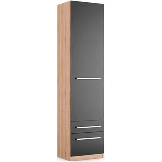 priess Kleiderschrank Schrank Garderobe Wäscheschrank Barcelona in 5 Breiten viel Stauraum, geräumige Schubkästen, mit Spiegel, MADE IN GERMANY schwarz 48 cm x 193 cm x 36 cm