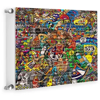 Magnet Heizkörperverkleidung Heizkörperabdeckung 60 x 60cm Bunt Stein