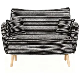 BlingBin Sessel Loungesessel Einzelsessel, Polstersessel mit Holzbeinen & Seitentasche (Fernsehsessel, 1-St., mit superbequemen Armlehnen, Armlehnenkissen und Aufbewahrungstasche), Zweisitzer-Sofa,komfortables modernes Sofa für kleine Räume, Wohnungen schwarz 121 cm x 87 cm x 81.5 cm