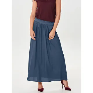 Maxirock ONLY "ONLVENEDIG – Maxilänge mit elastischem Bund für luftigen Komfort", Damen, Gr. S (36), blau (vintage indigo), Web, Obermaterial: 100% Viskose, unifarben, regular fit wadenlang, Röcke Maxirock, Viskose