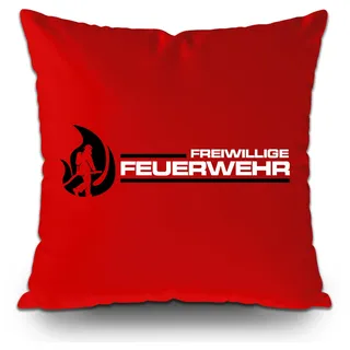 UGLYSHIRT Feuerwehr Kissen | Kissen mit FFW Motiv – Sofa Deko für Retter & Helden – Geschenk für Freiwillige Feuerwehr 40x40 cm | M1 Rot ohne Füllung