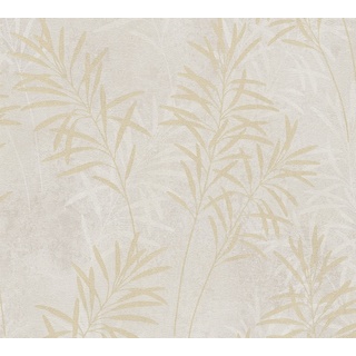 A.S. Création Tapete Floral Creme Grau Gold Terra 389193 - Vliestapete Pflanzen - 10,05 m x 0,53 m Made in Germany