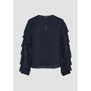 S.Oliver - Leichte Chiffonbluse mit Rüschenärmeln, Marine, 34