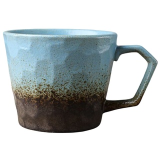 YlobdolY 350ml großer Keramik-Kaffeebecher mit Henkel, Neuheit Steingut Vintage Tee Tasse Espresso Tassen Tassen für Büro und Haus, einzigartiges Geschenk für Männer Frauen,Rustic Blue