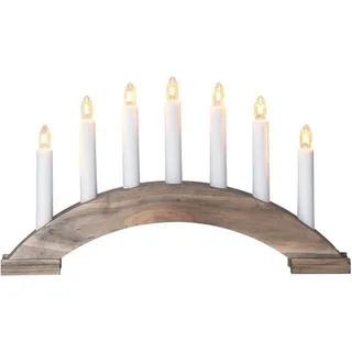 EGLO Lichterbogen Weihnachten mit 7 Kerzen, Fensterleuchter gebogen aus Holz in Braun, Schwibbogen mit Kabel, Weihnachtsbeleuchtung Fenster, E10
