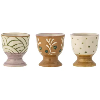 Bloomingville Eierbecher Vincent 3er Set Muster Keramik, Braun