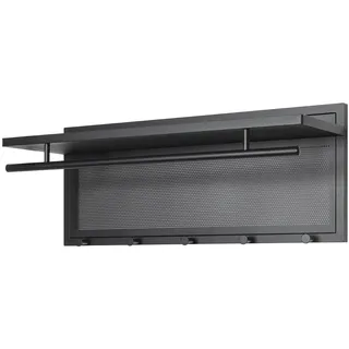 Haku-Möbel Wandgarderobe 5 Haken, 1 Stange Schwarz