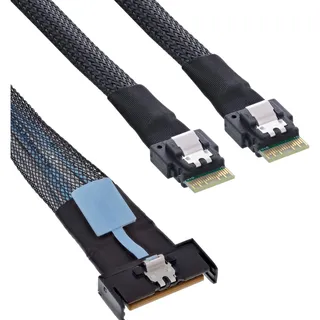 InLine MCIO Kabel, x8 Stecker zu 2x 4i, SFF-8654 Stecker, 0,75m, 27663B
