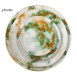 Quality Elegance Speiseteller Fine Bone China Marble 4-Pcs Elegant Dinnerware Set, 4er - Set