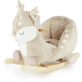 Bieco Plüsch Schaukeltier REH, 60 cm | Kinder Schaukelstuhl mit Sicherheitsgurt | Baby Schaukel | Schaukel Kleinkind | Schaukeltier Baby Schaukelwippe ab 9 Monate | Schaukelpferd Holz