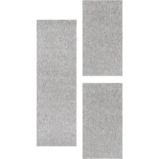 Carpetsale24 Bettumrandung Schlafzimmer 3 teilig Moderne Kurzflor Teppich Hellgrau Bettvorleger Schlafzimmer Bettset: 2 St. 80x150 cm | 1 St. 80x250 cm - Schlingen Teppich Läufer Set