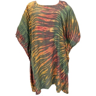 Guru-Shop Longbluse Batik Kaftan, Ibiza-Style Tunika, Boho Bluse,.. alternative Bekleidung grün|rot