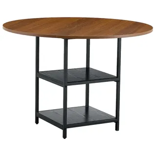 STILVORA Esstisch MDF in Nussbaum-Optik/Schwarz 107x107x75 cm mit 2 Ablagen