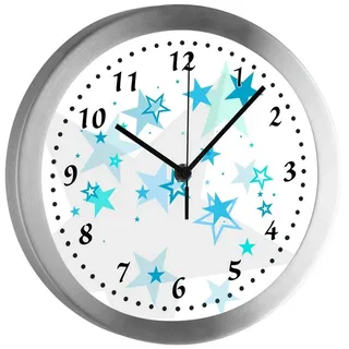 CreaDesign Funkwanduhr Funkuhr, Kinder Wanduhr, Kinderuhr, Kinderzimmer Sternenhimmel türkis (geräuscharmes Uhrwerk) blau