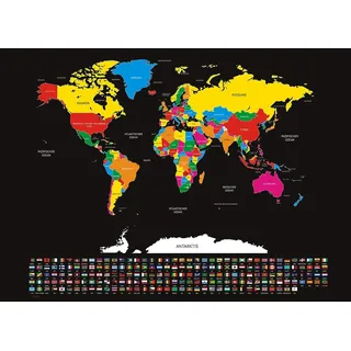 Infactory Weltkarte Leinwand 82x59 cm