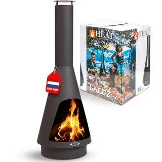 HEAT Outdoor Living La Luz 140 - Gartenkamin Stahl– Terrassenkamin – Gartenkamine – Gartenofen & Terrassenheizung – Holzofen – Feuerstelle für den Außenbereich – Hohe Qualität – 50x50x140 cm