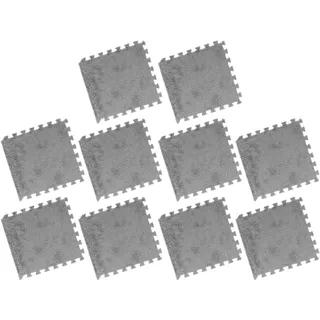 Bnineteenteam 10 Stück Plüsch-Puzzle-Schaumstoff-Bodenmatte, rutschfest, Zuschneidbar, Verdickte, Quadratische, Ineinandergreifende Teppichfliesen mit Rand für Schlafzimmer (Gray)