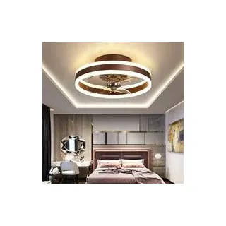 Umkehrbarer Deckenventilator Mit Fernbedienung, Leise, 6 Geschwindigkeiten, Schlafzimmer-deckenventilator Mit Licht, Modern, Dimmbar, 24 W, Φ40 Cm, Led-deckenventilator, Braun [energieklasse A+]