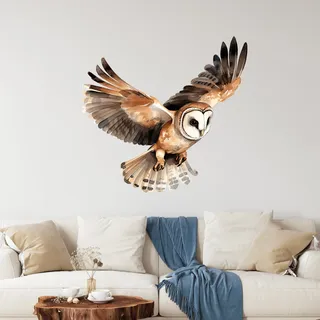 GRAZDesign Eulen Wandtattoo Aquarell Wandaufkleber Wohnzimmer Dekoration Abnehmbare Tier Wandsticker - 53x50cm