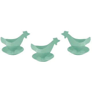 Sonja PLASTIC Eierbecher Huhn in Hellen Farben 3er Set mintgrün, Hühnereierbecher