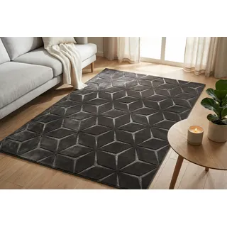 Kayoom Calma 225 Kurzflorteppich 160 x 220 cm Anthrazit