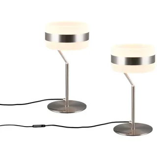 TRIO Leuchten LED Nachttischlampe, Dimmfunktion Lichttemperatur einstellbar, LED fest integriert, Warmweiß, Neutralweiß, 2er Set funktionale Designer Tischlampen dimmbar, Höhe 30cm silberfarben