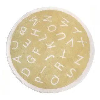 Fouriding ABC Alphabet Runder Teppich für Kinder Weicher Plüsch Kinderzimmer Teppich Baby Lernspiel Krabbelmatte Rutschfester Teppich Bodenkissen für Klassenzimmer Spielzimmer Schlafzimmer