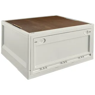 Storage Box, 45 L, Camping, Klappbox, Klappkiste, Aufbewahrungsbox mit Deckel, faltbar, Aufbewahrung, Kiste, 50 x 35 x 29 cm, Beige, trucky - Beige