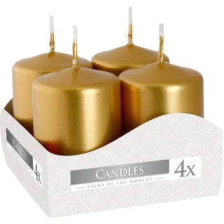 Bispol Säulenkerzen Farbe Gold Höhe 8 cm Breite 3,5 cm, 1 Pack mit 4 Kerzen