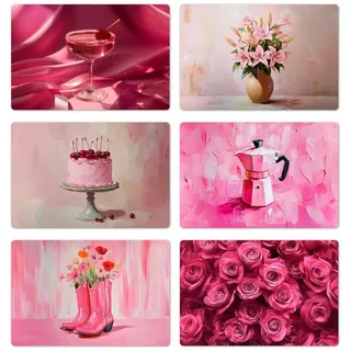 MuchoWow Platzset Rosa - Modern, (6-St), Platzsets, Tischset, Abwaschbar, Tischsets, Platzdeckchen bunt