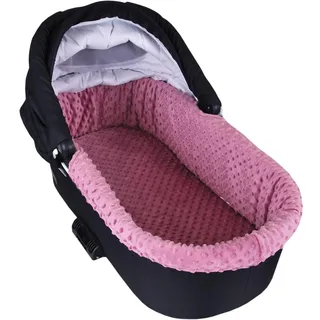 BABYLUX Umrandung für Kinderwagen Stubenwagen BABYWANNE + Matratze 2 Tlg Set Doppelseitig (W17 - Rosa + Elefanten)