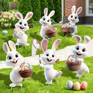 Ostern Gartenstecker Set 6 Stück – XXL Osterhasen Gartendeko Draußen, Gartenstecker Frühlingsdeko Außen, 2026 Osterdeko Outdoor, Ostereiersuche, Deko Frühling Modern