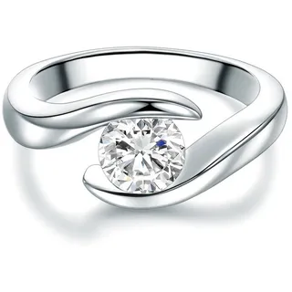 Trilani Ring aus Sterling Silber mit Zirkonia in silber | Gr.: 48