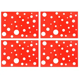Easy Haushaltprodukte 4er Set Tischset rot mit weißen Punkten I Essunterlage Platzdeckchen abwaschbar I Retro Tisch Untersetzer I farbige Tischsets Kunststoff I Teller Platzset Polypropylen 32x45cm