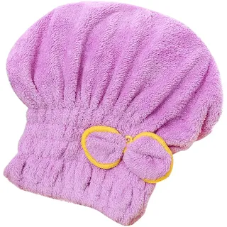 Youning Turban Handtuch Damen Mikrofaser Schnelltrocknend Haarturban Haarhandtuch Kopfhandtuch Extra Saugfähig Flauschig Haartücher Haar Trockentuch Kappe für Frauen (Lila)
