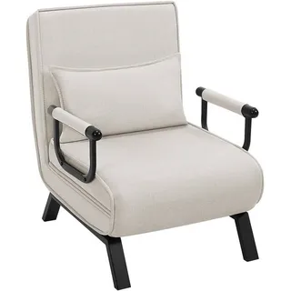 Woltu Schlafsessel 3 in 1 Leinen 65 x 78 x 75 cm Beige mit Kissen
