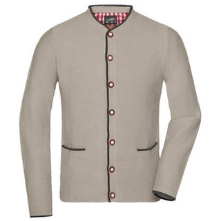 Men's Traditional Knitted Jacket Strickjacke im klassischen Trachtenlook braun/grau/rot, Gr. XL