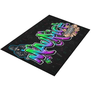 timalo® Cooler Gamer Teppich mit Namen für Jungen | Personalisierter Kinderteppich mit Wunschname Gaming Fußmatte Deko Kinderzimmer Jungs | carpet-gamer-70x50-10