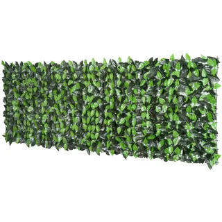 Outsunny Künstlicher Hecken Sichtschutz, UV Geschützt Sichtschutz, Grün Balkon Sichtschutz, Zaun Sichtschutzgitter mit Blättern, Hecken Zaun, WandKünstliche 300 x 100 cm für Garten Hochzeit