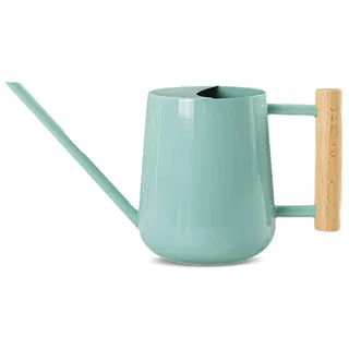 1L Mini Gießkanne - Ideale Gießkanne mit langem Auslauf und Holzgriff für Innen- und Außenpflanzen - Blau