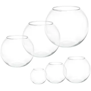 HAPPET Aquarium Glasfischvase Rund 13 Liter Bruchfest & Leicht, Dekoratives Mittelelement für Wohnkultur Tisch & Büro, Großes Goldfischglas für Deko & Wasserpflanzen, Modernes Kugel-Aquarium Klar