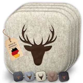 kontor28® - Sitzkissen Filz handgefertigt Made IN Germany | Sitzkissen Stuhl 37,5 x 37,5 cm aus rPET-Filz weiche und robuste Polsterung | Sitzauflage Stuhl für In- und Outdoor | beige 4er-Set