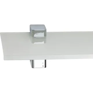 ib style Wandregal Glasregal 8mm eckig weiß 60 x 20 cm + Clip CONO Verchromt, Glasboden aus ESG-Sicherheitsglas - Wandregal silberfarben