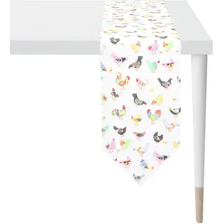 APELT Tischband APELT "6501 HAPPY EASTER, Osterdeko, Ostern", bunt (weiß, bunt), B:25cm L:175cm, Baumwolle, Polyester, Tischdecken, Digitaldruck