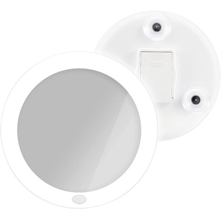 EMKE LED Kosmetikspiegel mit 5 Fach Vergrößerungsspiegel, LED Schminkspiegel mit Saugnapf, Lupe für Badezimmer Wandspiegel(Weiß)