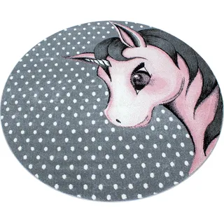 Ayyildiz Kids 590 Kinderteppich Ø 160 cm Grau/Pink