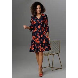 Aniston CASUAL Tunikakleid Blumen Schwarz/Rot/Grün 48