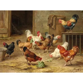 WYTTT Puzzle 1000 Teile Landschaft Erwachsene Puzzle Holzpuzzle 3D Klassisches Puzzle Eine Herde Huhn DIY Moderne Kunst Hauptdekor,75X50Cm