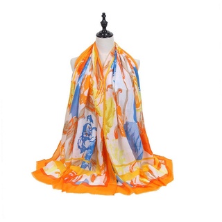 AUKUU Seidentuch Frühlings Frühlings Seidenschal Satin Schal für Damen mit, Digitaldruck Temperament dekorativer langer Schal