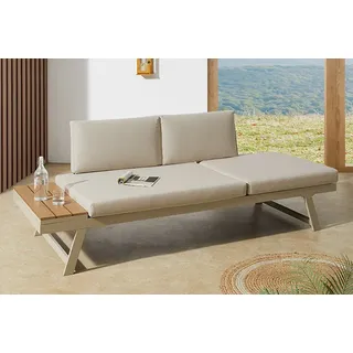 riess-ambiente Loungesofa MODULAR MIAMI 230cm champagner greige - Aluminium, WPC, wetterfest, Einzelartikel 1 Teile, Outdoor-Liege · Balkon/Terrasse/Garten · verstellbares Kopfteil beige